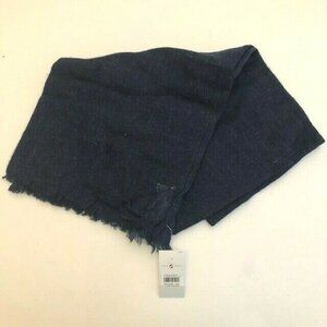 NWT Lou & Grey Wool Blend Raw Hem Dark Blue Scarf Super Soft Retails $88